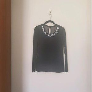INC Black Rhinestone Top Size S